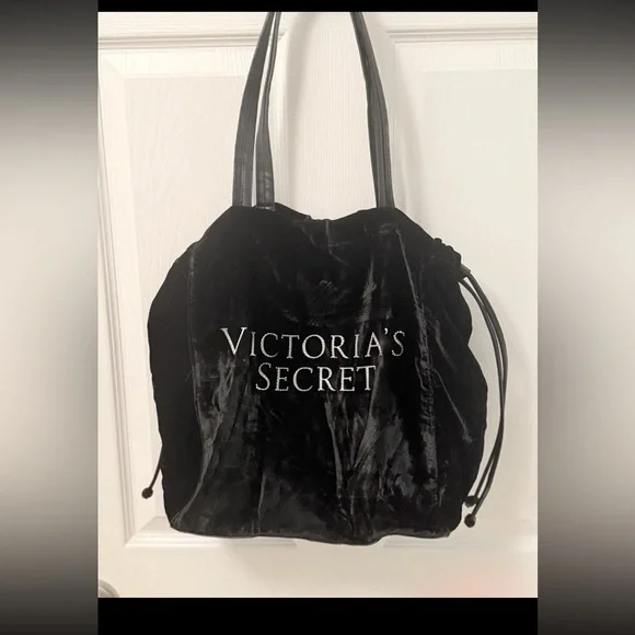 Victorias Secret VELVET Rhinestone Bling Drawstring Tote Bag Purse New W/O Tag C - Picture 1 of 6